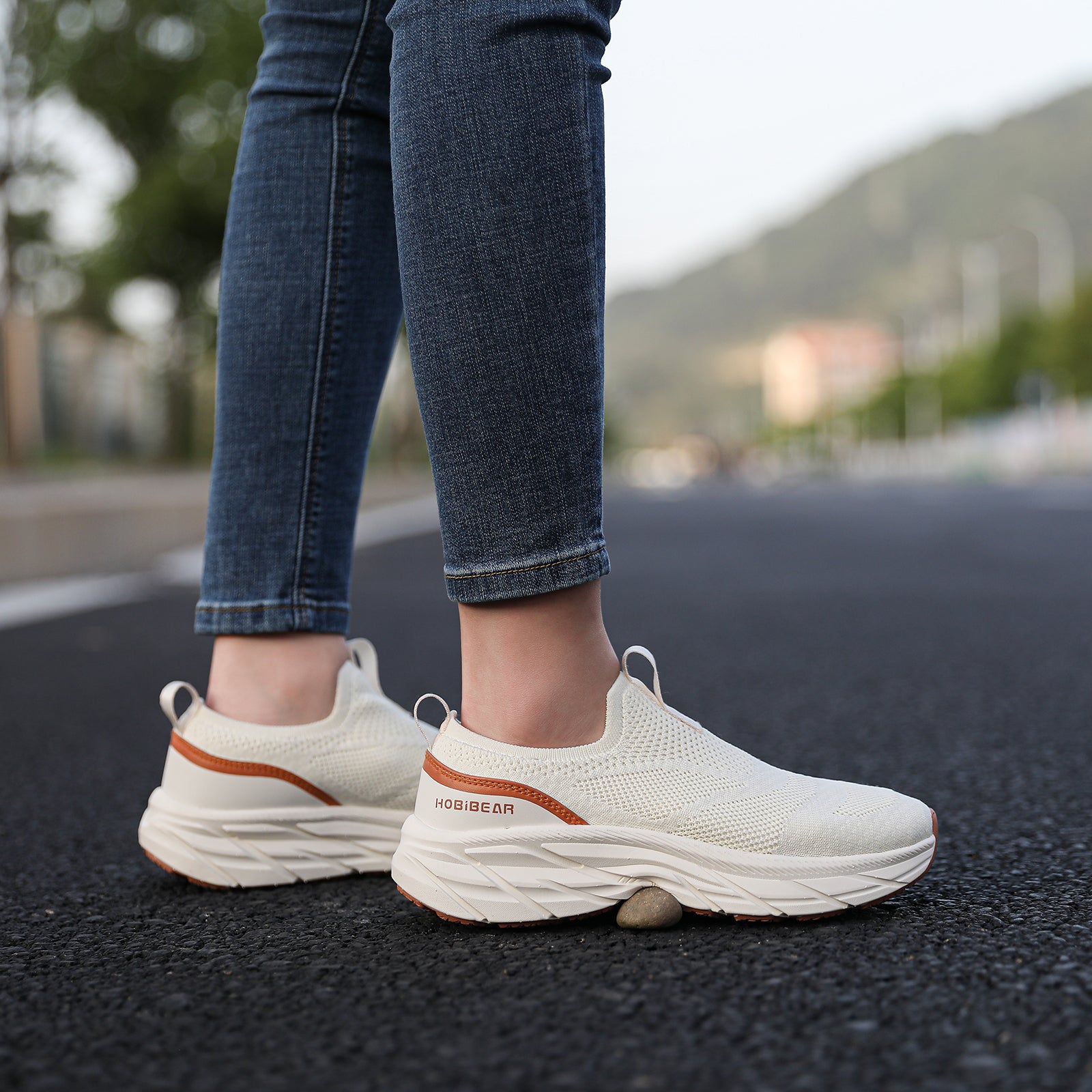 HOBIBEAR Slip-on-Damen-Walking-Sneaker, leichte Tennisschuhe mit Fußgewölbeunterstützung